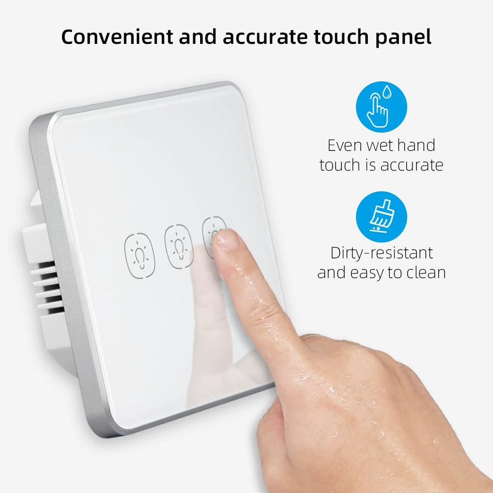 Tuya Smart Switch 250V Neutral Aluminum Frame Glass Smart Zigbee Wall Light Switch