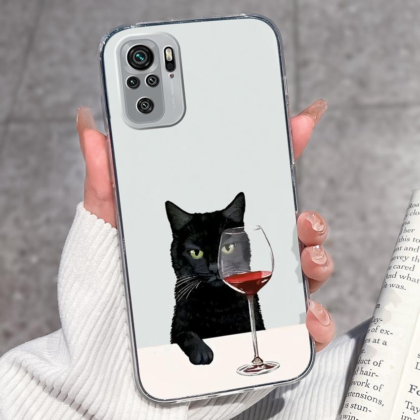 Милый чехол для телефона с котенком для Redmi Note 10 9 8 7 6 5A Pro 9T 8T 7S 10Lite Мягкий чехол Защитная пленка для экрана Высокое качество Пылезащитный чехол для Redmi Прозрачный чехол