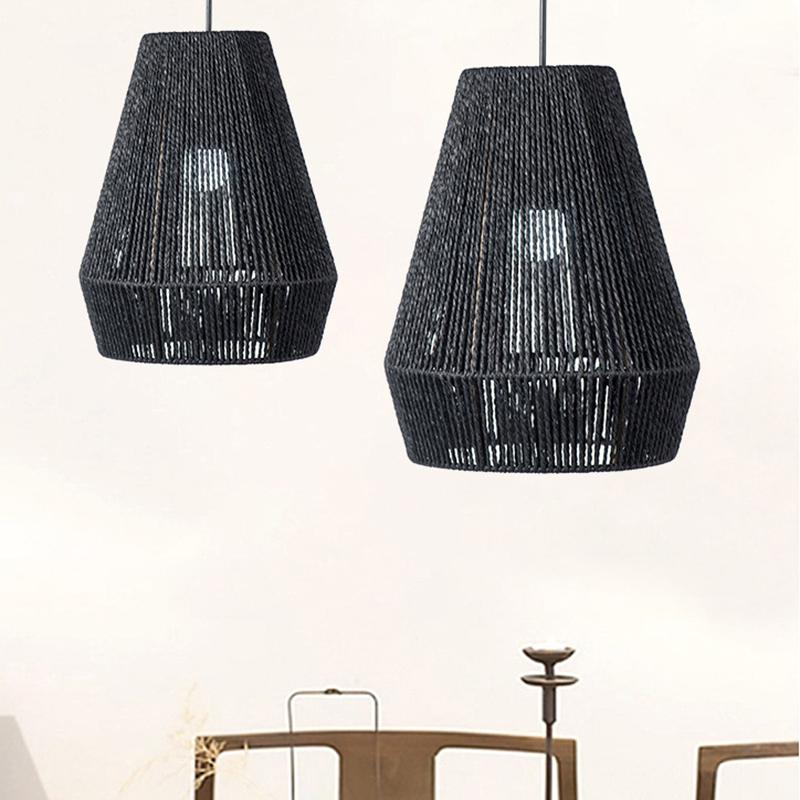 Современные плетеные подвесные светильники для фермерского дома, подвесная лампа из ротанга, плетеная вручную, абажур для кухонного острова, столовой, прихожей