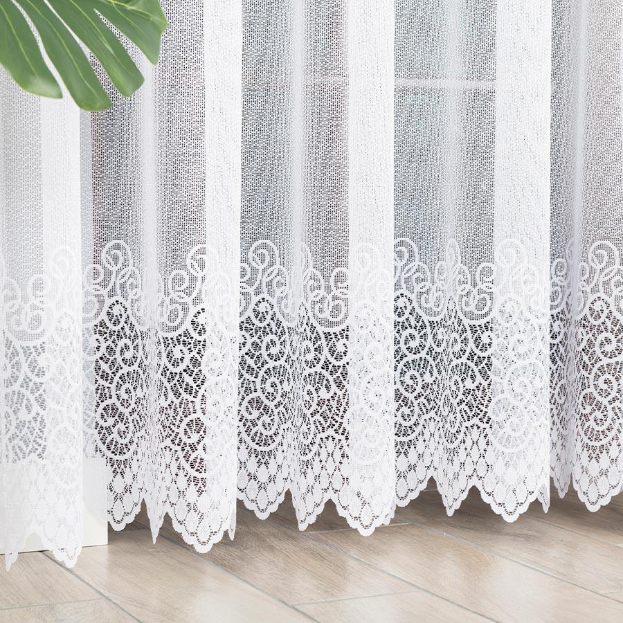 VIOLETTA - Ready-made jacquard curtain with a straight hem - 300x250 cm - white