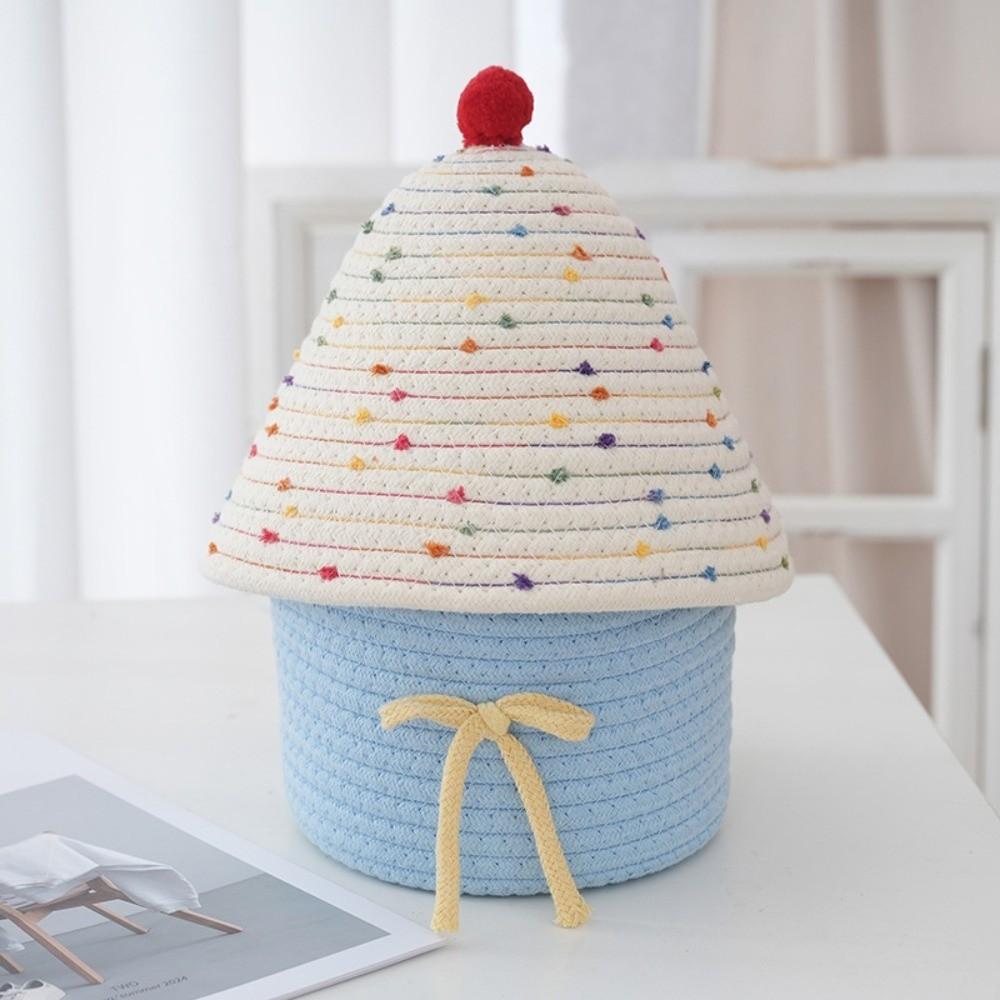 Cotton Rope Woven Desk Organizer House Shape Snack Toys Organizer Vanity Table Study Room