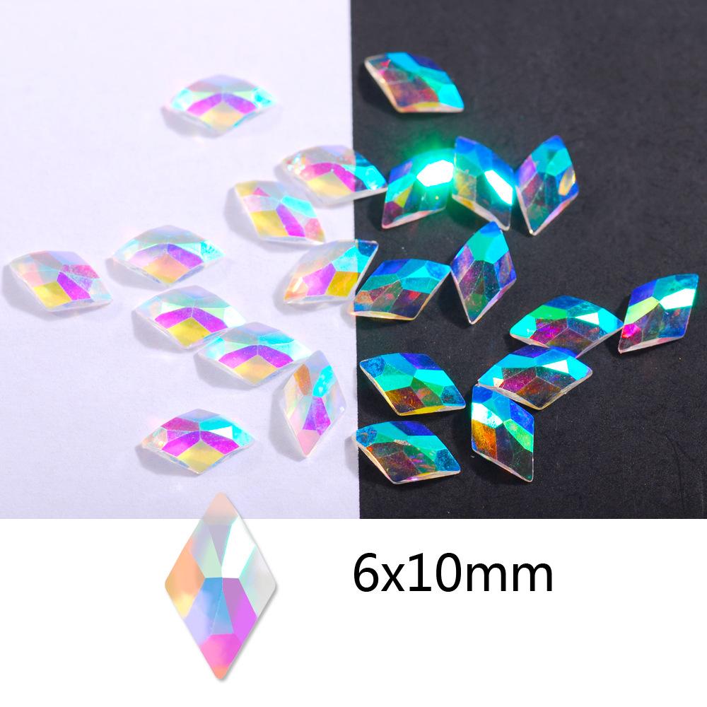 100Pcs Aurora Resin 3D Nail Rhinestones Crystal Gem Stone Nail Art Decoration