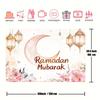 1pc polyester fiber Ramadan Mubarak background watercolor lantern and moon design iftar celebration banner