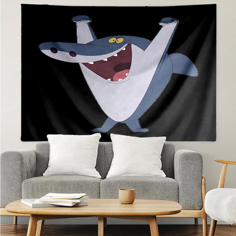 Zig & Sharko Print Tapestry, Backdrop, Easy Setup, Ideal for Bedroom, Office & Living Room, with Aesthetic Wall Hanging Decor.