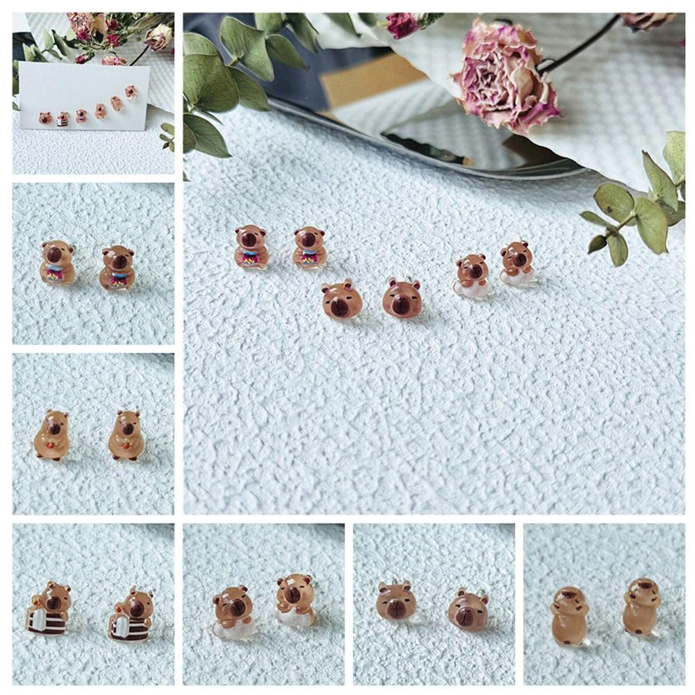 Korean Style Mini Ear Studs Transparent Capybara Stud Earring Personality Party