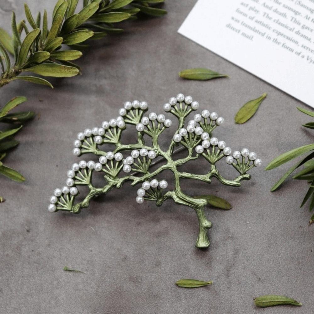 Vintage Leaf Brooch Handmade Pearl Brooch Nature Theme Plant Brooch Collar Accessories