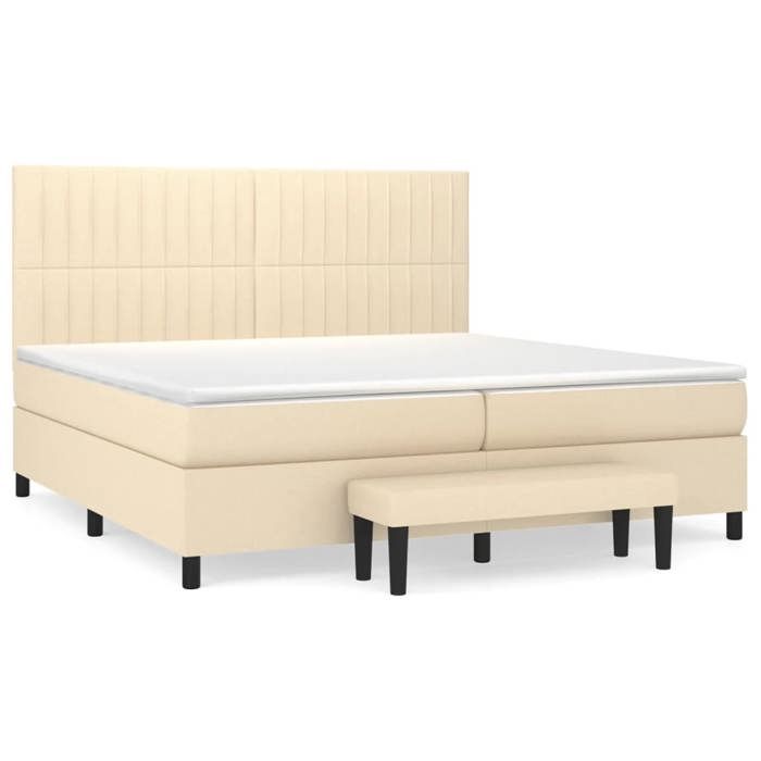 Maison Exclusive - Sommier à lattes de lit avec matelas Crème 200x200 cm Tissu