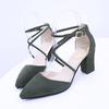 Spring and Summer Plus Size Sandals with Pointed Cross Straps and Shallow Heels Women's Shoes