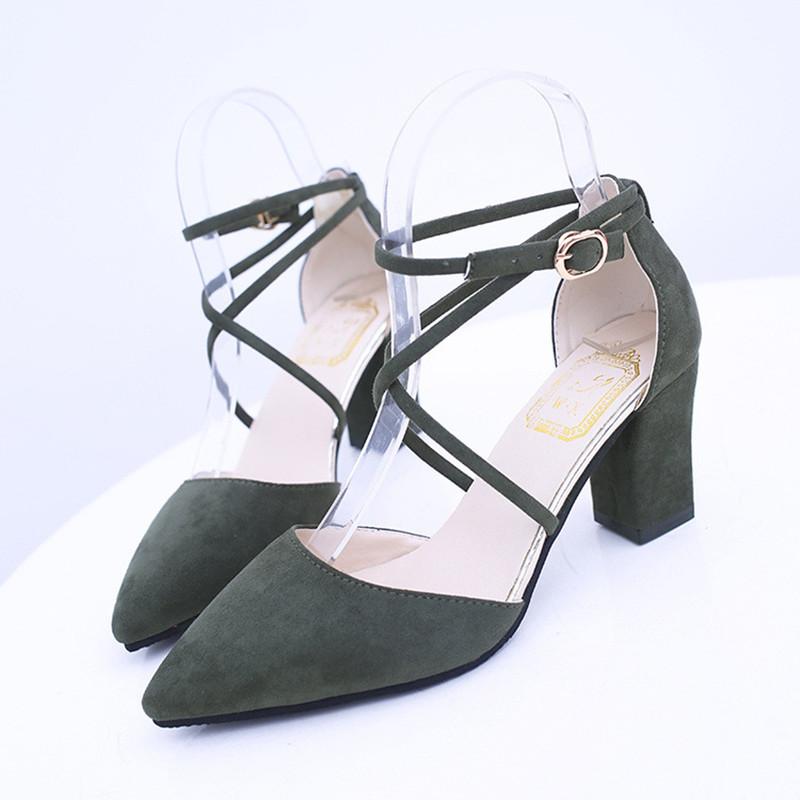 Spring and Summer Plus Size Sandals with Pointed Cross Straps and Shallow Heels Women's Shoes