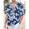 Men's Hawaiian Printed Short Sleeved Button Up Shirt for Casual Summer Vacation