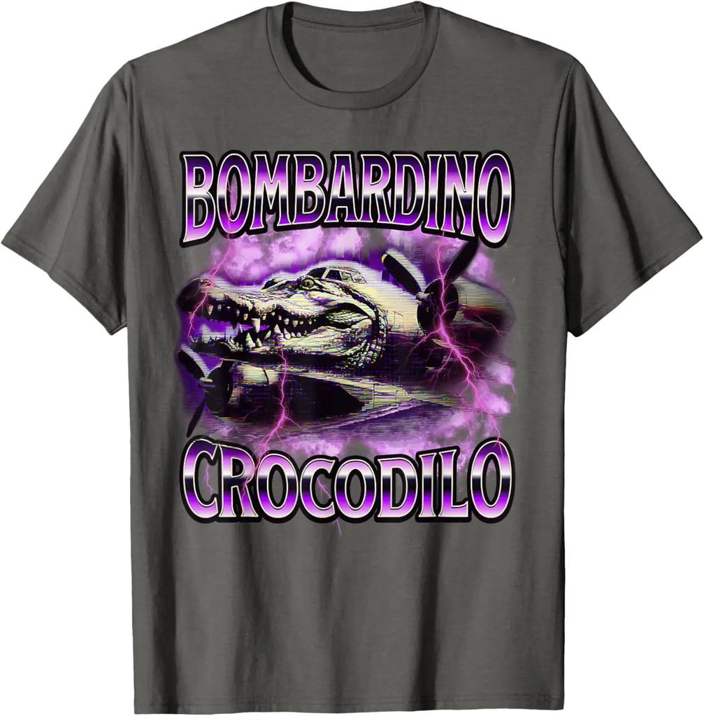 Bombardino Crocodilo Meme T-Shirt Men Women Short Sleeve Cotton Tees Funny Graphic T-shirt Y2k Outfit Summer Tops Men's Clothing