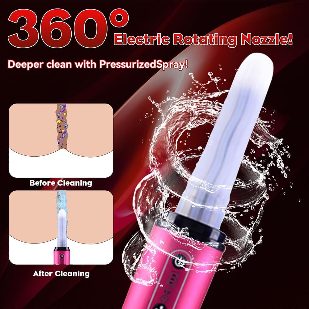 Клизма Анальная Душ, Клизмы для Очищения Кишечника для Мужчин и Женщин, Набор для Клизмы в Душе, Моторизованная Вращающаяся Насадка, Спрей под Давлением, Два Режима Клизмы, Внешний