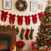 Handmade Red Bow Banner Reusable Christmas Velvet Ornament Exquisitely Bow Bunting  Party