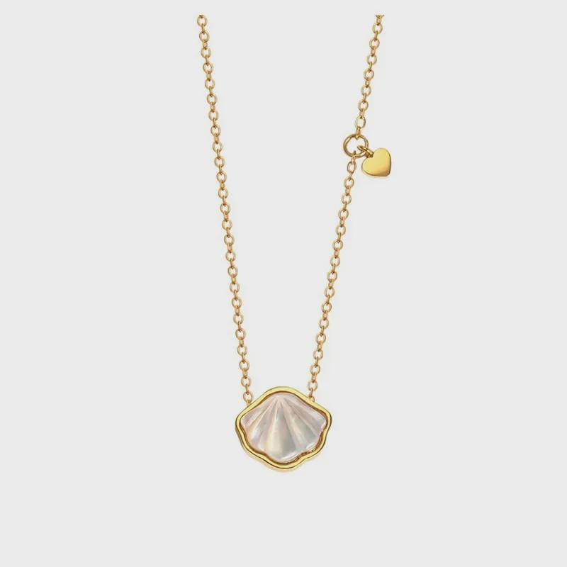 Элегантное белое ожерелье-сердце из ракушки - Премиальная титановая сталь для женщин