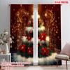 2pcs,2D Plane Printing Light Filtering Curtains Christmas Tree Poinsettia Ornaments_a Versatile Durable Polyester (without Rod)
