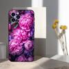 Pink Purple Peony Elegant For iPhone 12,14,13,15,8,7,16,11,17,X,Mini,Plus,Pro,XR,SE,XS,Max,Soft Silicone Black Case