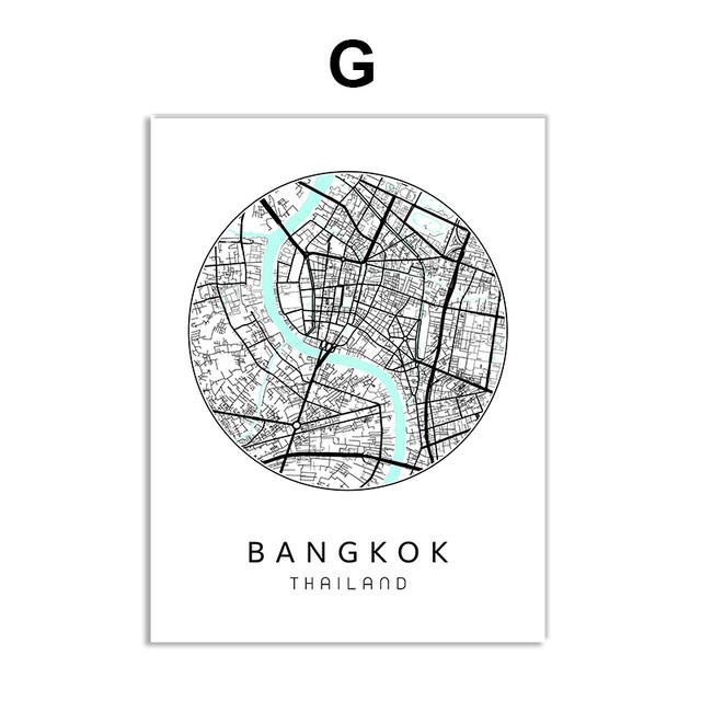 Скандинавский минималистичный холст, картина с картой мира, плакат, Бостен Лэндон, Нью-Йорк, настенное искусство, украшение для дома, комнаты, цитаты, без рамки