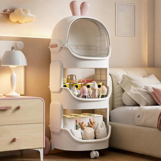 Органайзер для хранения детских игрушек Yousheng на колесиках и с верхней крышкой, дизайн «Утка/Кролик», штабелируемая тележка на колесиках для детской комнаты, игровой комнаты, спальни