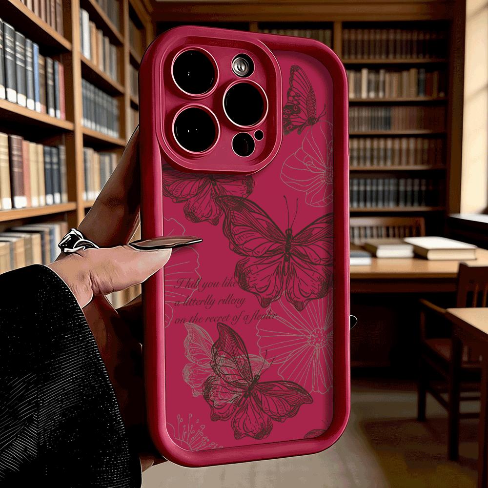 Винтажный эскиз бабочки с цитатой Мягкий ТПУ чехол для телефона для iPhone 17 16 15 14 13 12 11 Pro Max Plus Ударопрочный противоскользящий чехол