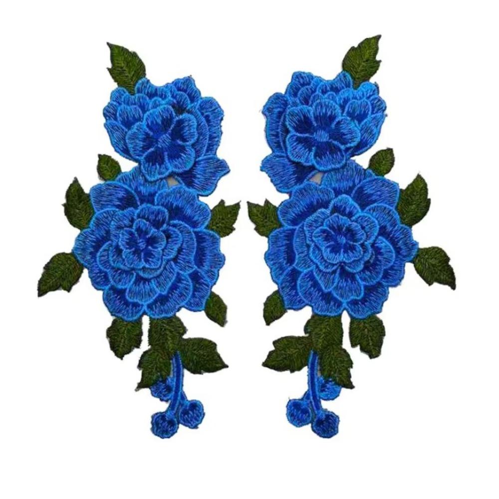 Red Embroidery Flower Applique 24*12CM Sew On Patch Floral Patches Crafts Clothing Accessories