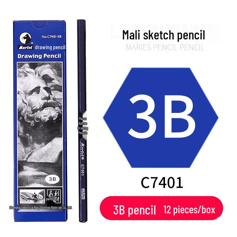 Mali Student Sketching & Drawing Pencil Set: Includes 2B, 4B, 14B soft, medium, hard, and charcoal pencils ideal for art exams.