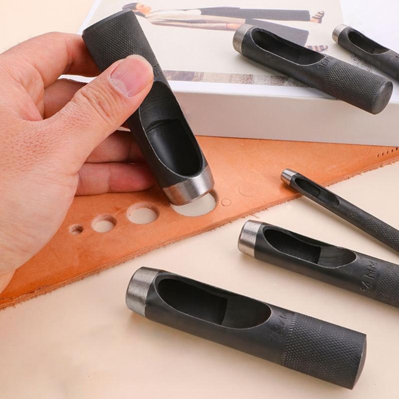 17Pcs Leather Hole Punches Set 4mm-20mm Round Hole Puncher Tool Hollow Hole Punching Tool for Leather Belt Watch Band