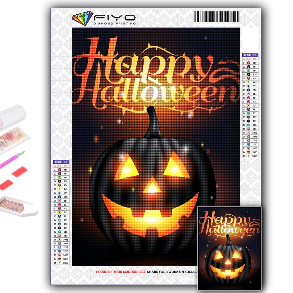 DIY 5D Diamond Painting Halloween Pumpkin And Witch Castle Cross Stitch Kit Full Drill Embroidery Mosaic Art Picture of Rhinestones Gift
