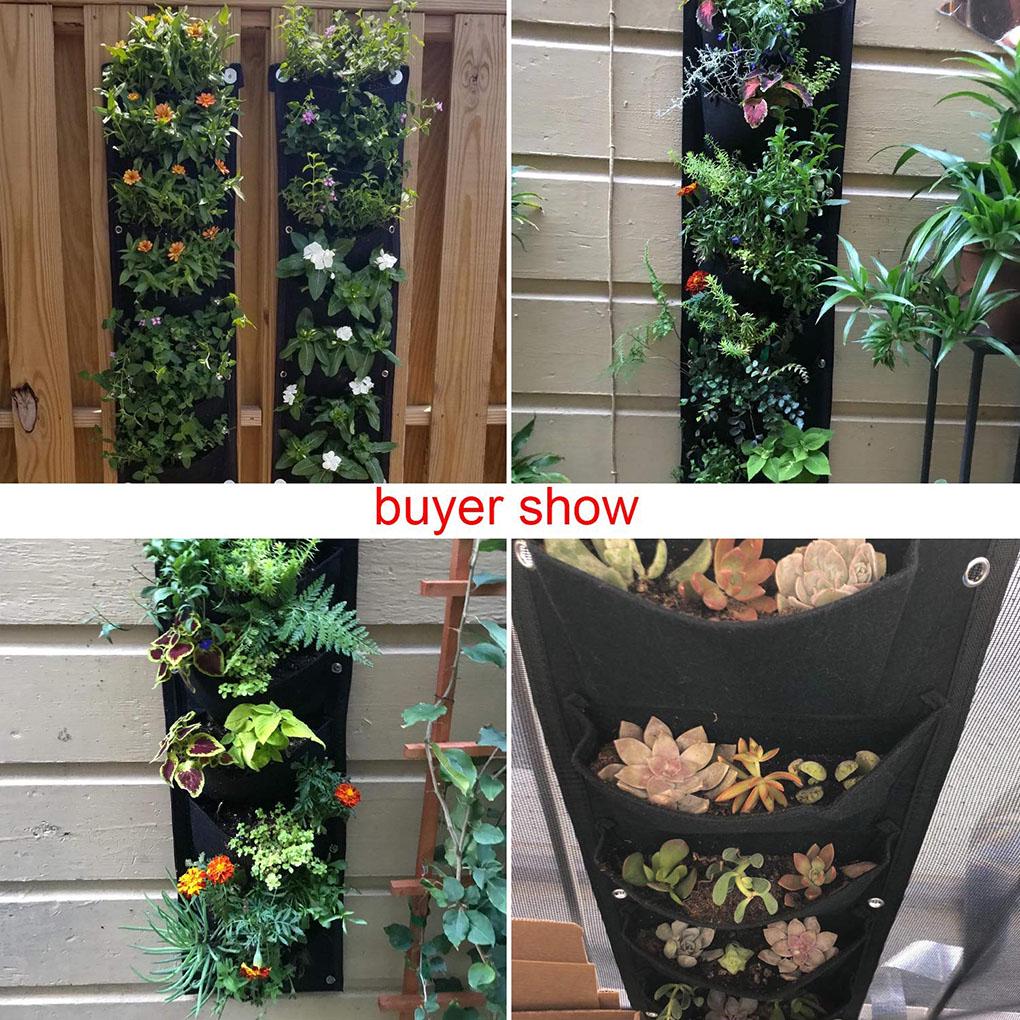 Flower Planting Bag 7 Slots Breathable Wall Hanging Growth Pouch Garden Growing Pot Garden Supplies