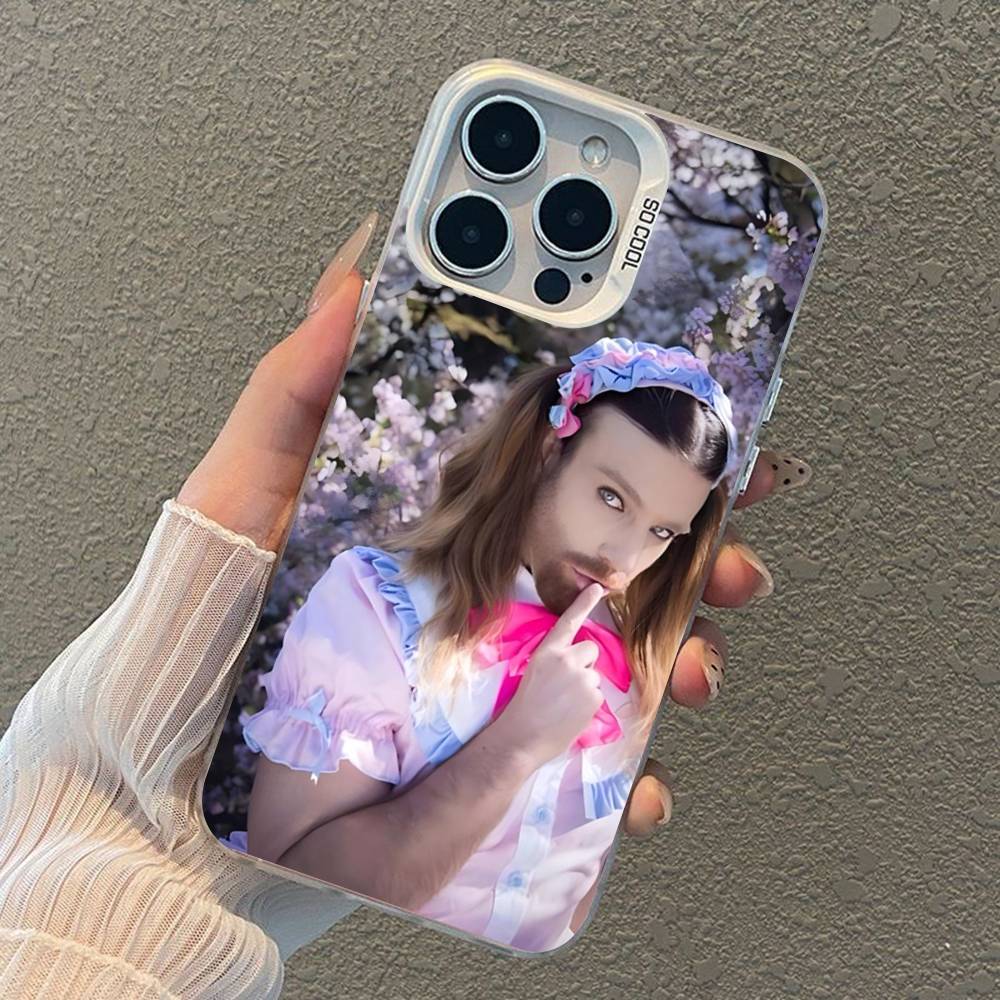 Шуточный Чехол для Телефона с Бородатым Мужчиной и Нарядом Лоли для iPhone 17 16 15 14 13 12 11 XS XR X Pro Max Plus Цветной Посеребренный Чехол