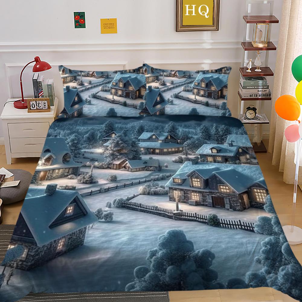 Домашнее постельное белье с рождественским принтом, королевский размер, полиэстеровая постельная одежда, детские милые покрывала высокого качества высокого качества