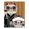 [YAGISEI] Серия «Счастливый Кот» YAGISEI Печатная Тэнугуи - Жених и Невеста, Свадебный Сувенир, Талисман Удачи, Сделано в Японии, 100% Хлопок