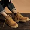 Мужские бархатные высокие ботинки Martin: Желтые зимние рабочие и снегоступы из натуральной кожи, хлопковая обувь для пар.