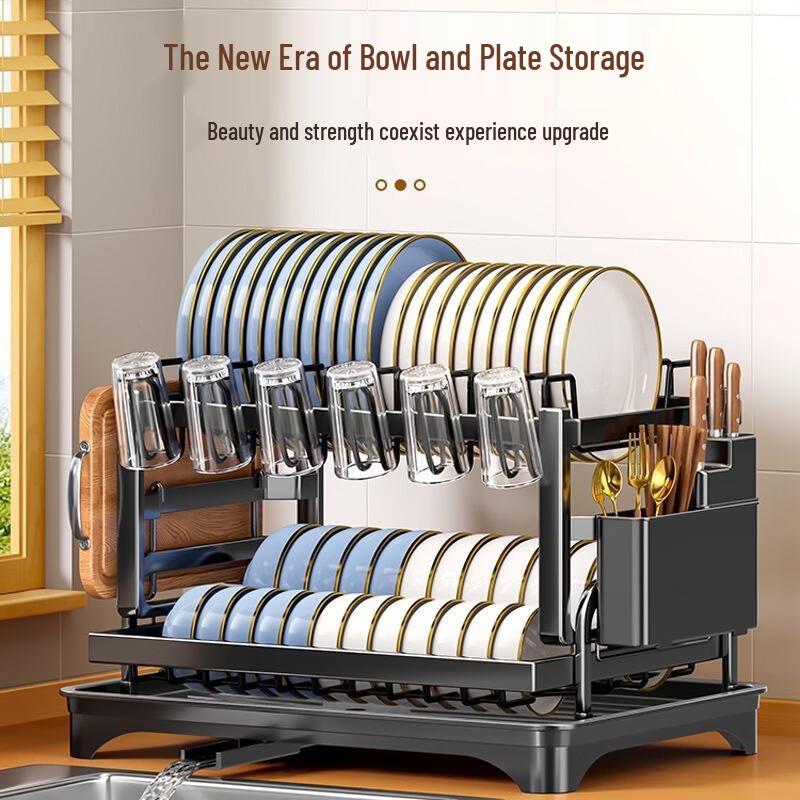 Двухъярусная кухонная полка-органайзер для столешницы Lantuan