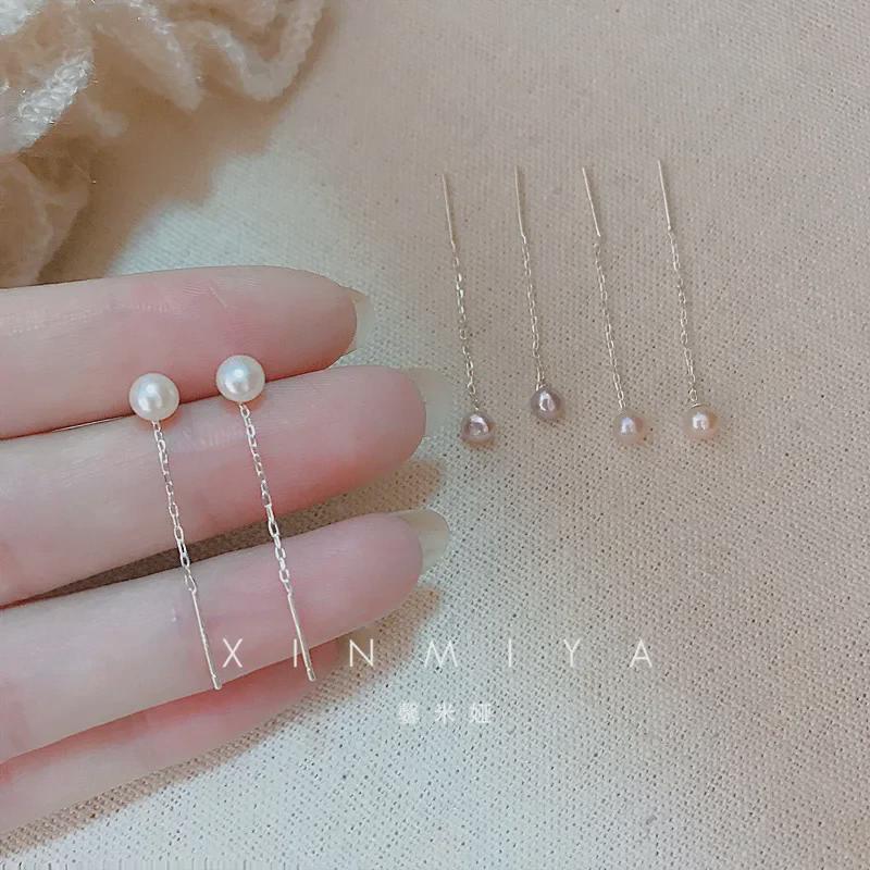 Трендовые длинные серьги-кисточки 2022 года: Серебро 925 пробы с искусственным жемчугом для женщин