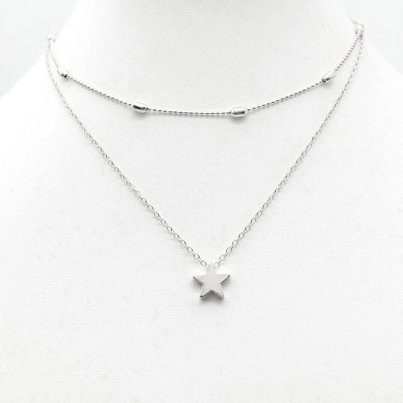 Простое и модное женское уличное ожерелье-аукцион, многослойное медное ожерелье на ключицы с подвесками в виде персикового сердца, звезды и луны