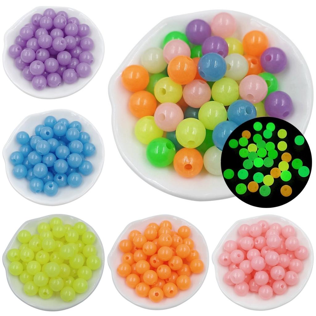 Materials Luminous Beads Candy Color Handmade Round Necklace Bracelet Making DIY Accessories Acrylic 50pcs 6mm/8mm/10mm Delicate Jewelry