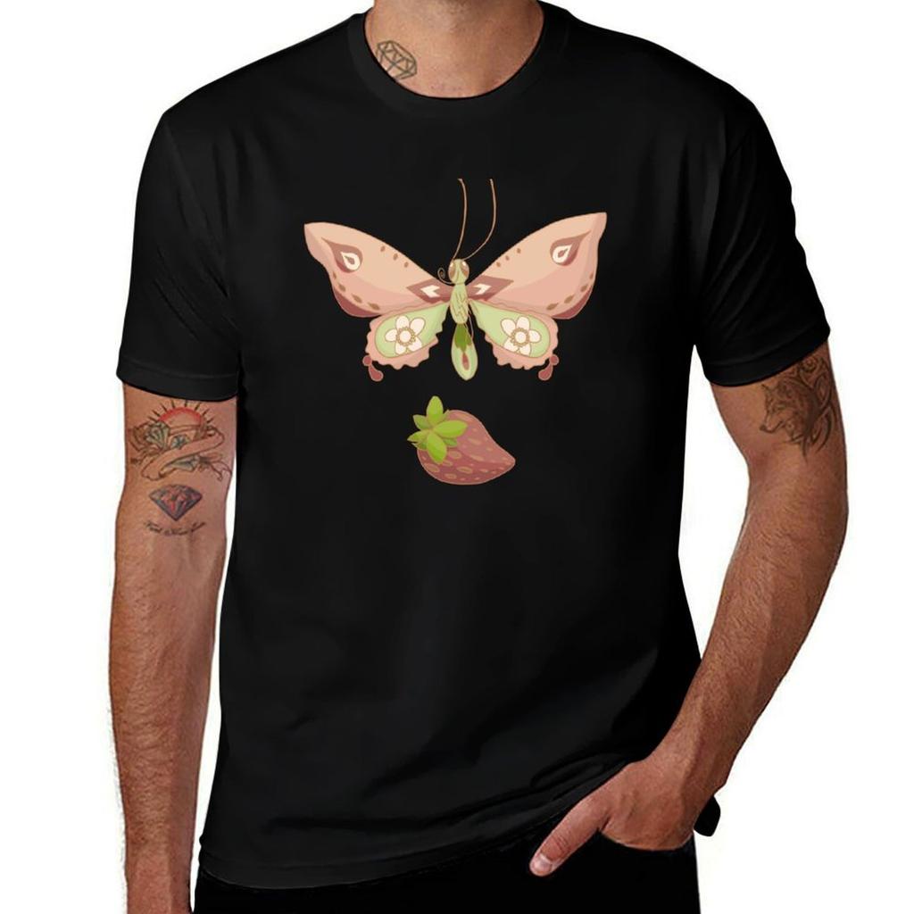 Strawberry Butterfly Cottagecore cute kawaii butterfly TShirt Trendy Casual Short Sleeve Shirt