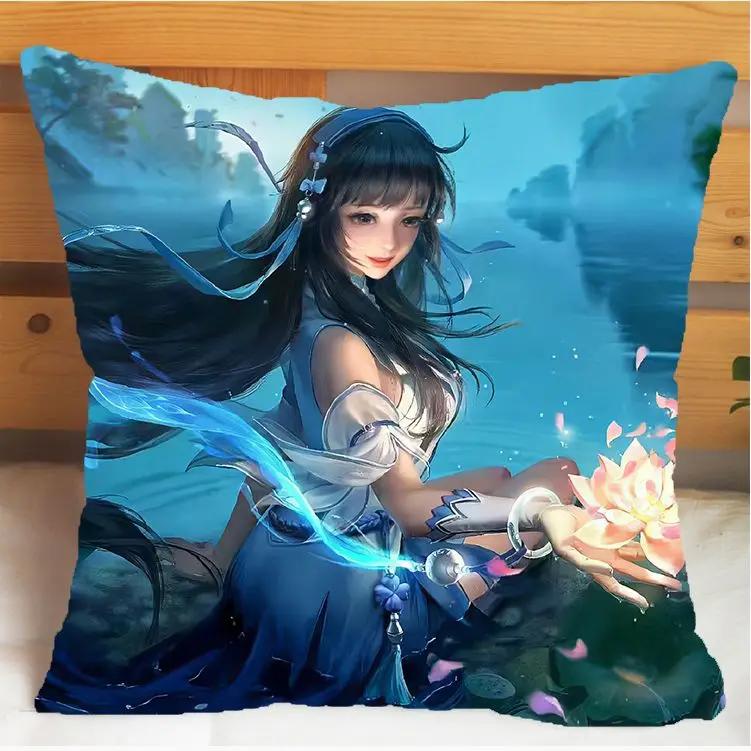 Arena of Valor Honor of Kings Xi Shi Подушка и наволочка Чехол для подушки-подушки Двусторонняя печать Плюшевые декоративные подушки 40x40см