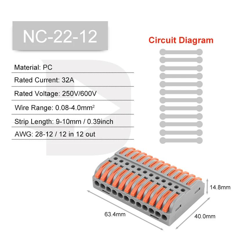 25 шт. Проводной соединитель 222 3/4/5-контактные клеммные блоки для сращивания Светодиодное ленточное освещение Электрические быстроразъемные соединители Проводник Соединитель