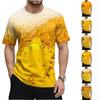 3D Print Beer Pattern Tshirts for Men Short Sleeve Plus Size Crew Neck Novel Tee Shirts Streetwear Mens Cosplay Vintage T Shirt
