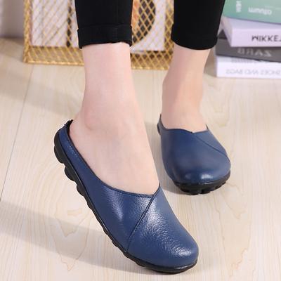 Весенне-осенние новые женские одиночные низкие тапочки с плоской подошвой, повседневные полутапочки большого размера