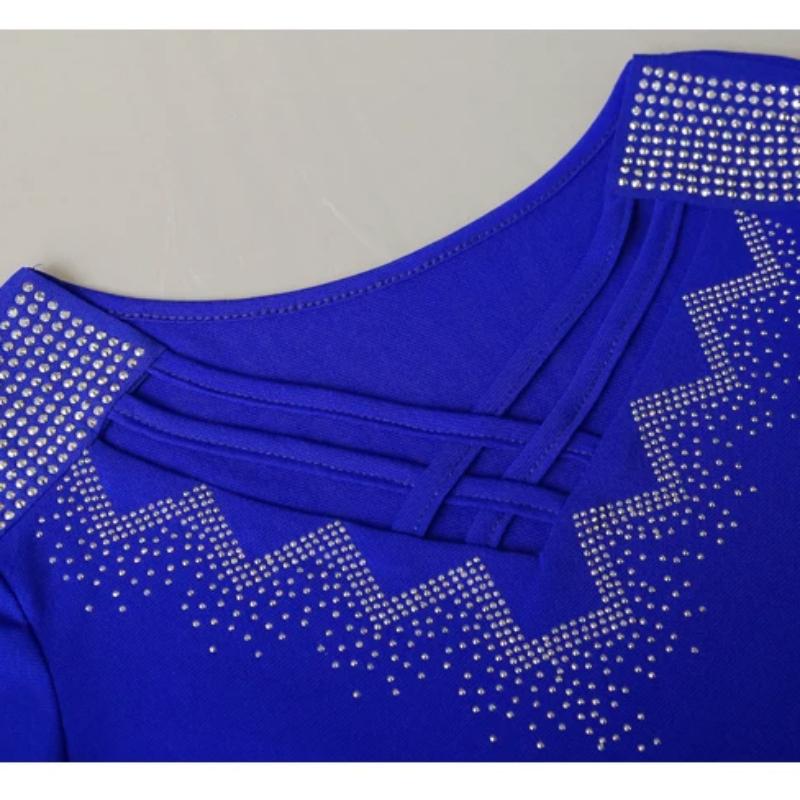 Уличная женская одежда Футболка Весна Осень Высокое качество Горячие бриллианты Топы с длинным рукавом Женские Сексуальные футболки из сетки с V-образным вырезом