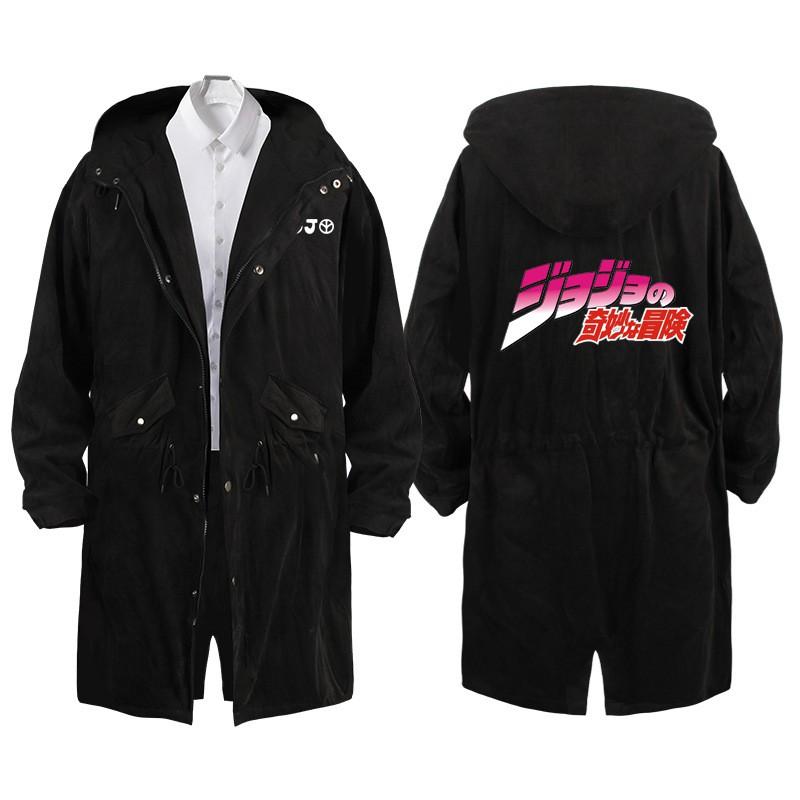 JoJos Bizarre Adventure Anime Hooded Trench Coat Students Winter
