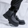 Black Martin boots men's 2024 new British style thick-soled heightening tooling boots 22722-R
