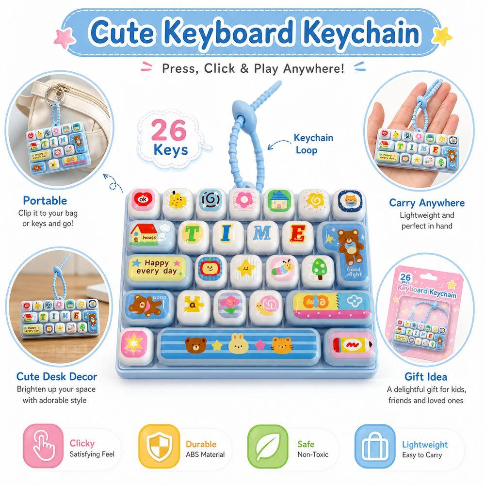 Clear Key Sounds Stress Relief Decompression Toy 26-key Keyboard Toy Bag Ornament