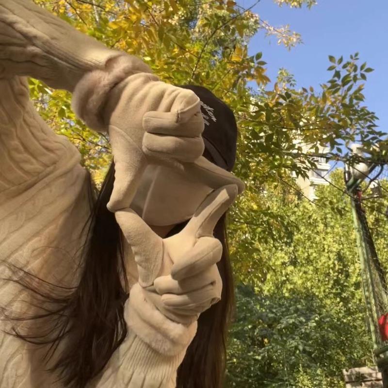 Женские зимние толстые плюшевые перчатки, модные теплые замшевые перчатки для отдыха на природе, женские перчатки для вождения с сенсорным экраном, спортивные перчатки для велоспорта