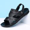 Men Black Leather Sandals Summer Brown Outdoor Hiking Sandals Outdoor Wide Head Beach Shoes for Father Over Sized