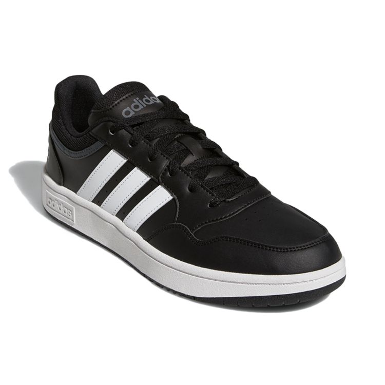 adidas Hoops 3.0 Low Core черные серые мужские кроссовки Cloud-White Grey-Six GY5432