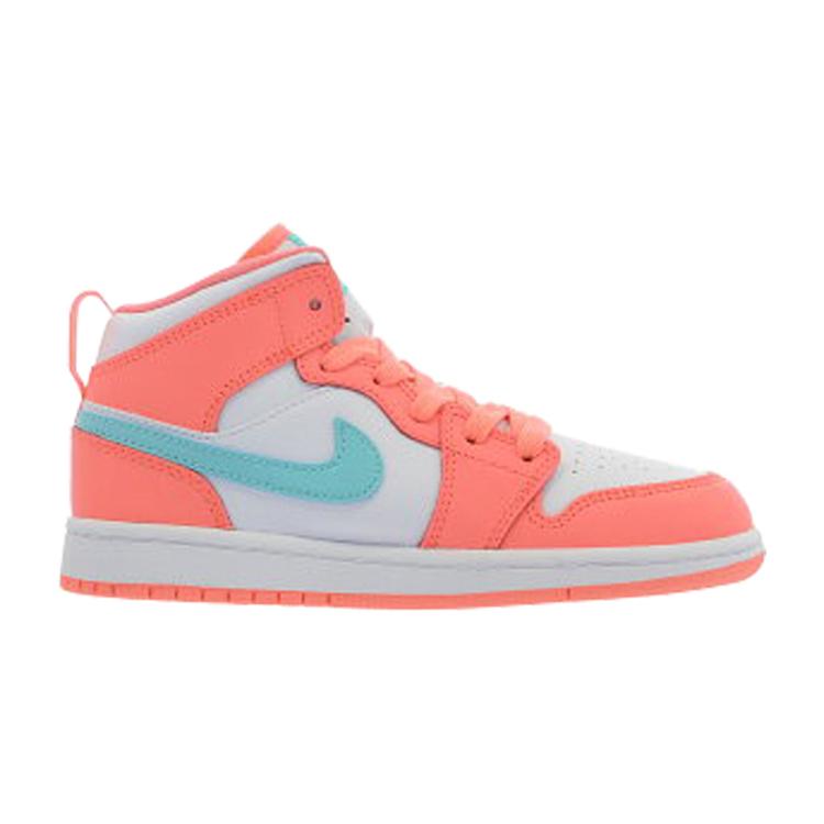 Jordan 1 Mid Crimson Pulse/Light Aqua-White 640737-814