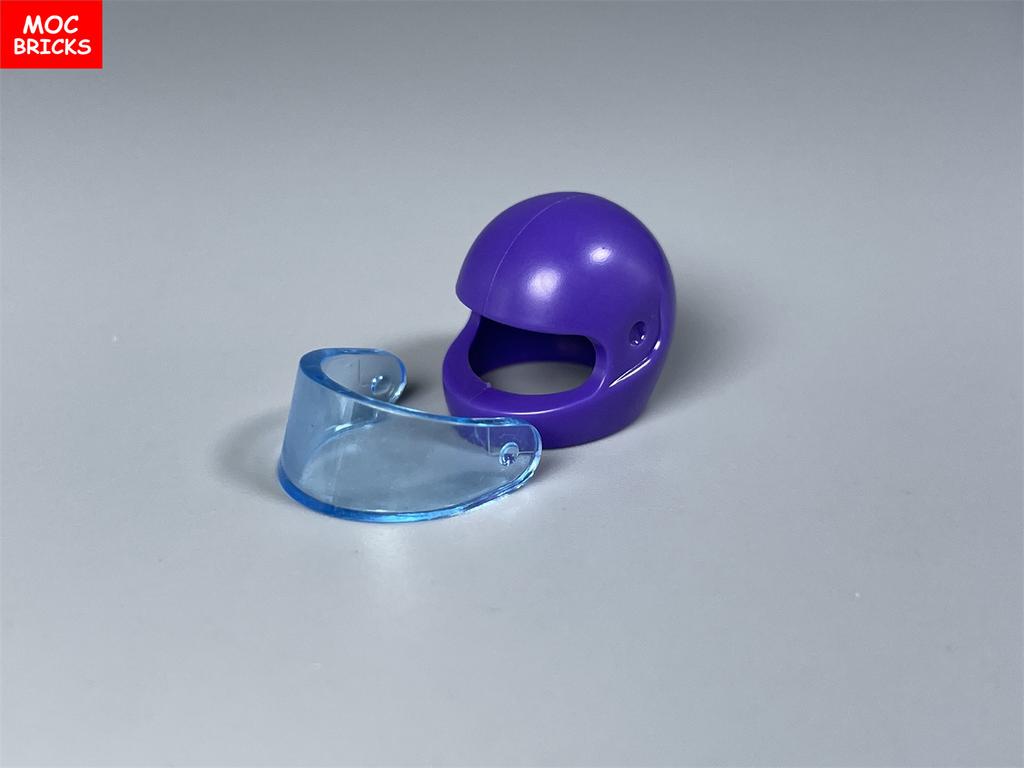 MOC Кубики Фиолетовый Мотоциклетный Шлем 4см Фигурка Одежда 30006 30124 88415 2446 2447 Шлем с Козырьком Строительные Блоки Детские Игрушки